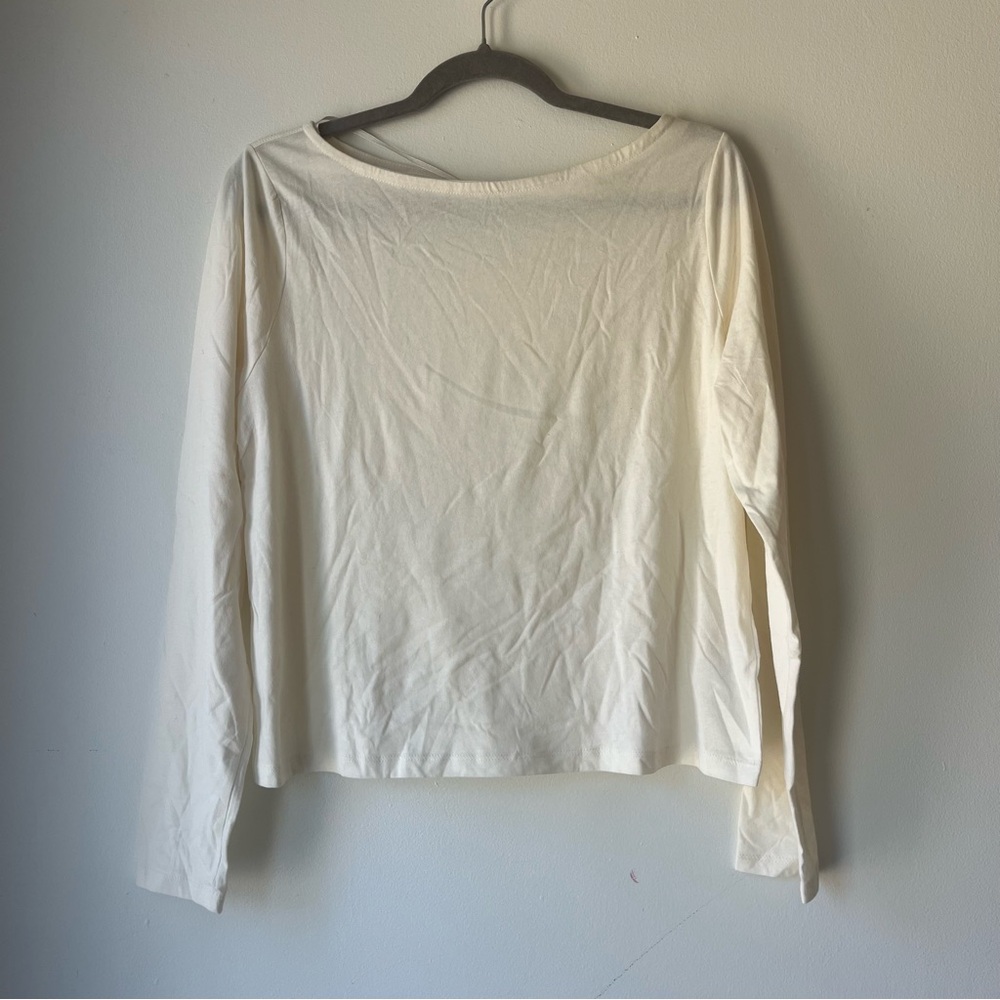 Joe Fresh Women’s White Cotton Pajama Sleep Top Long Sleeve Size Small Soft NWOT